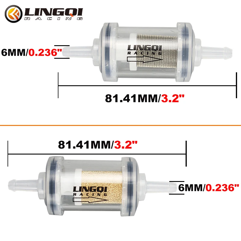 LINGQI RACING 오토바이 6mm 인라인 가스 가솔린 연료 필터 호스 라인 가솔린 오일 파이프 먼지 핏 자전거 ATV 스쿠터 M6 필터