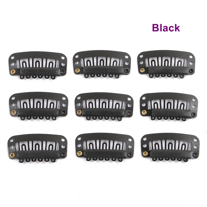 100 pezzi di clip per extension per capelli da 32 mm a 6 denti, clip a scatto in acciaio inossidabile rivestite in silicone con 6 colori diversi