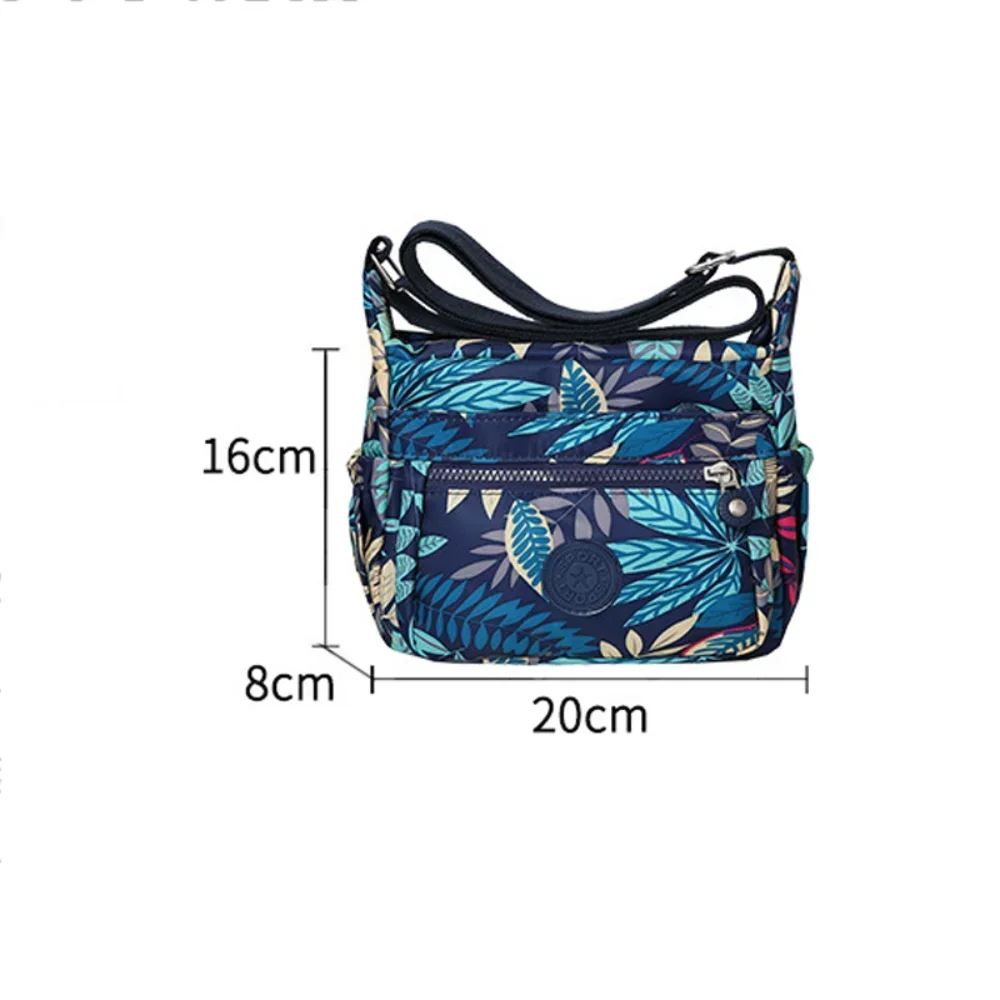 Fashion Printing Nylon Cloth Bag Simple Leisure Large Capacity Multi-pocket Waterproof Travel Bag Shoulder Crossbody Bag