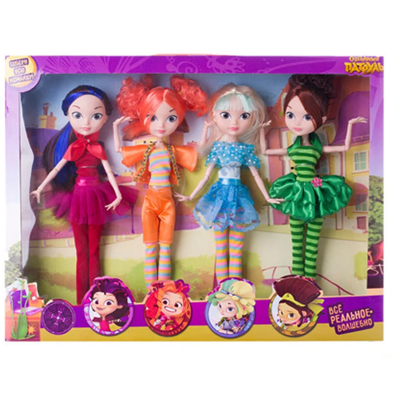 

4pcs/set Russian Cartoon Fairy Fantasy Patrol Doll Fashion Unisex Doll Plastic DIY Model Toys Best Gift