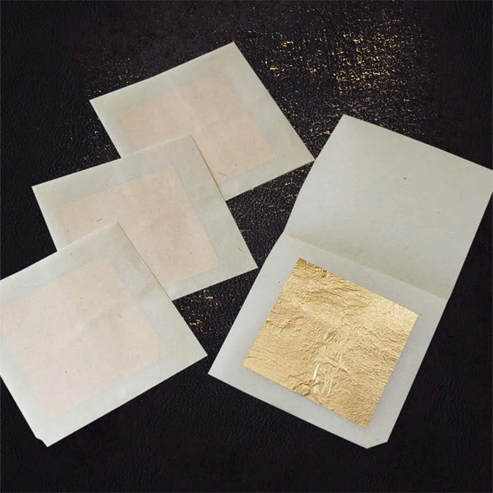 100 Sheets Imitation Gold Silver Foil Paper Leaf Gilding DIY Art Craft Birthday Party Wedding Manicure Drip Glue Decor 8.5*8cm