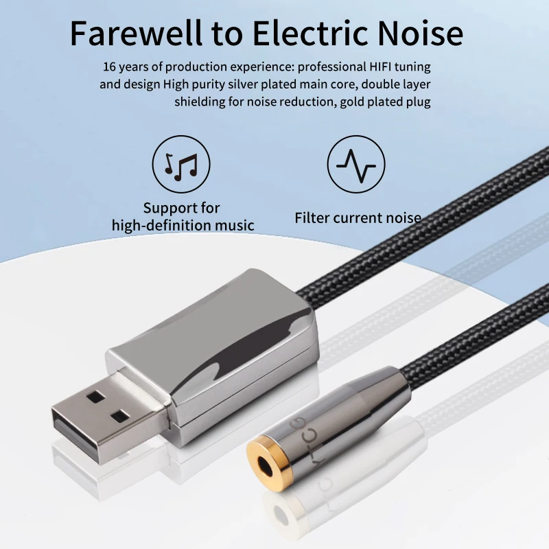 USB to 3.5 Audio Aux Cable DAC Chip USB to 3.5mm Jack Headphone Adapter for Xiaomi Mi 9 10 pro Huawei Samsung Galaxy