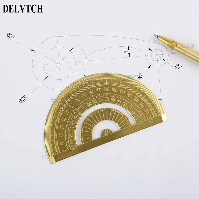 0-180 Degree Metal Brass Copper Protractor Office School Measuring Tool For Math Geography Art Drawing Design Stationery Supply