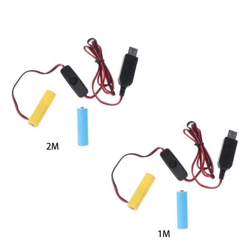 USB Naar 3V (2x1.5V) AA Batterij Kabel Met AAN/OFF Schakelaar - Voor Afstandsbediening En LED Licht
