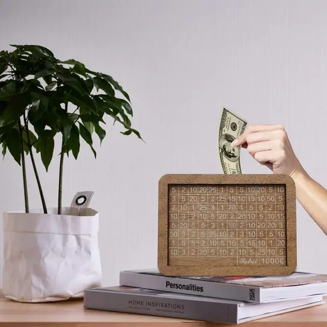 Fa Pénz Bank Érme Megtakarító Doboz Dekoratív Jar Érmék Tároló Asztali Díszek Otthoni Dekoráció Kézműves Születésnapi Ajándék Főiskolai Alapok - Image 5