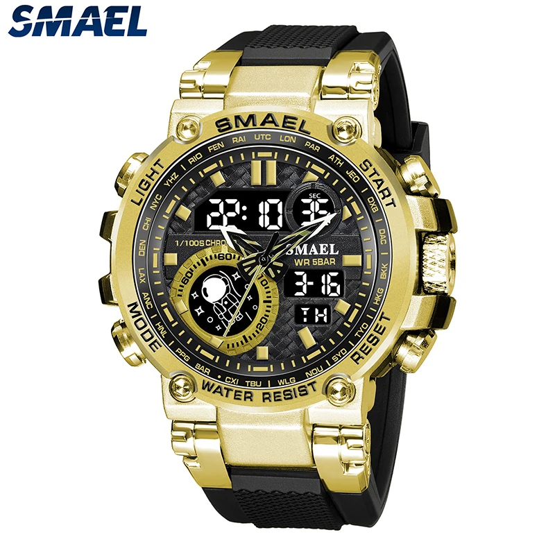 Smael Sports Watch Men Military Watch Digital Quartz 8093 Men Watch Waterproof 50M Swimming Alock Clock Army Men Wristwatches guanqin mens watches top luxury gold quartz watch for men chronograph wristwatch sapphire mirror waterproof sports leather clock