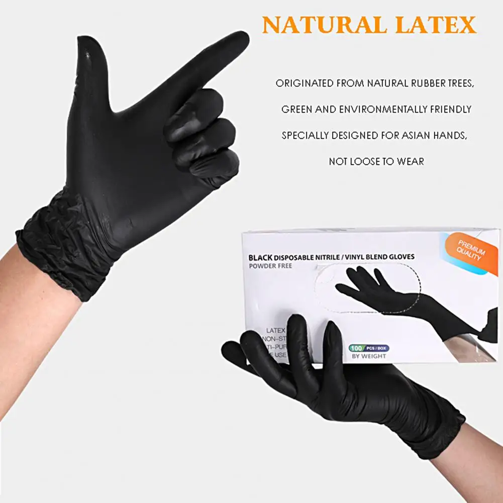 Gants de protection en latex pour salon de coiffure, 100 pièces,  excellents, sans poudre, poulet noir, tatouage, 03/Wear - AliExpress