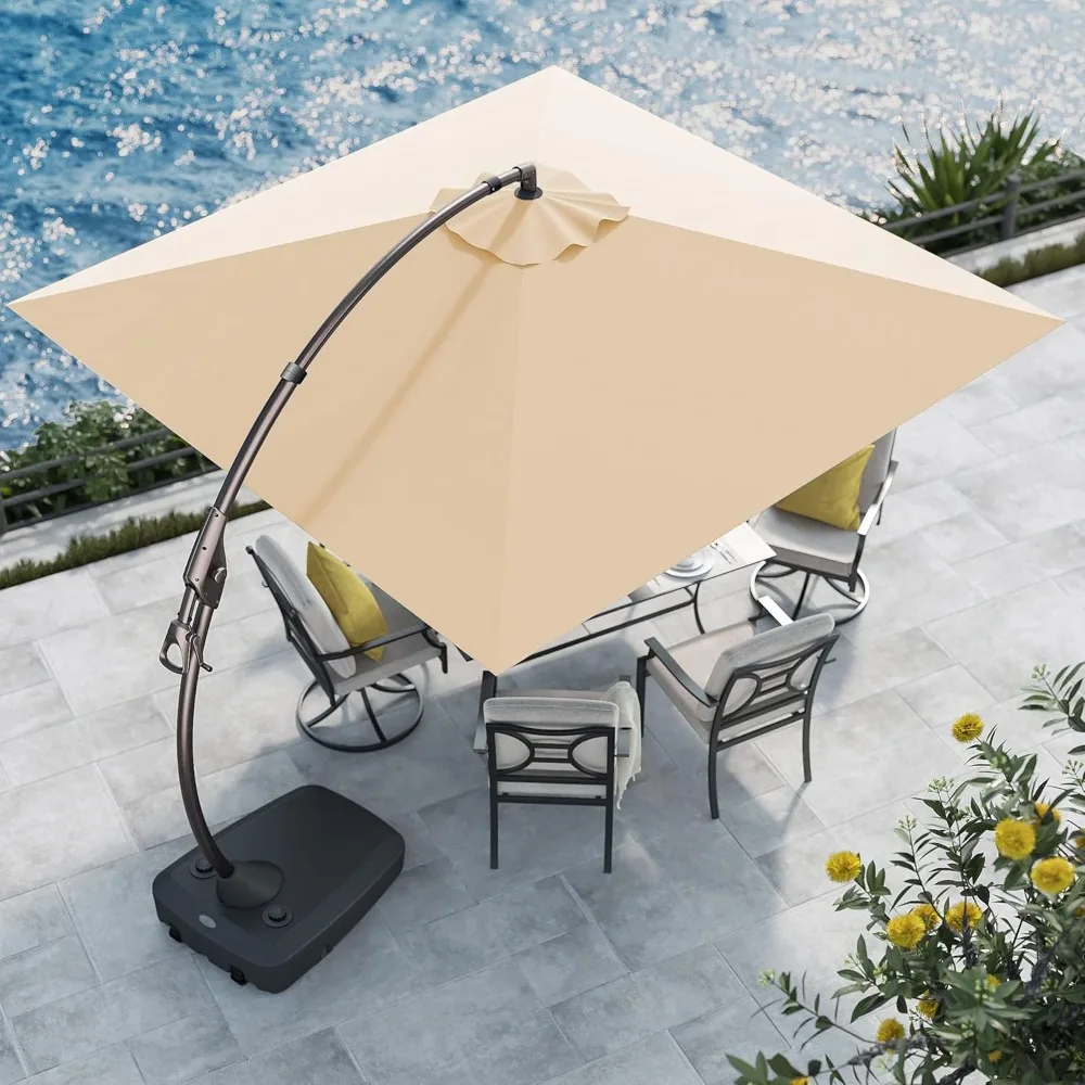 10x10 FT Patio Offset Umbrella Large Square Aluminum Cantilever Umbrella Base Included for Deck Porch 2