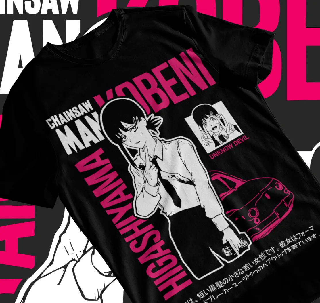 

Kobeni T-Shirt Denji Makima Pochita Chainsaw Man Horror Anime Shirt Soft Tee