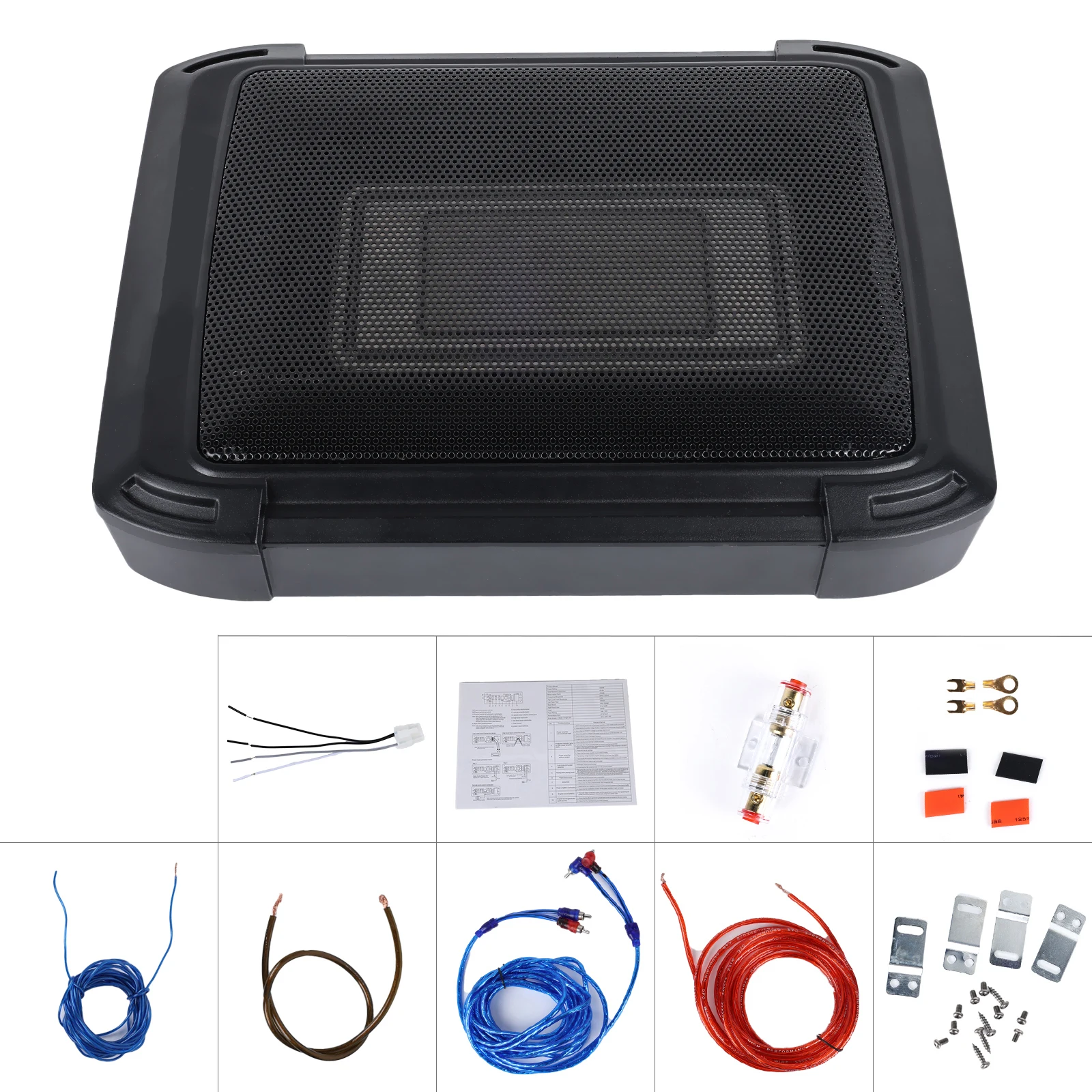 Podofo 1000W Auto-Subwoofer-Set Schlanker Verstärker mit Audiokabel Aktiver Audio-Basslautsprecher Unter-Sitz-Subwoofer Paracoche – Detail 8
