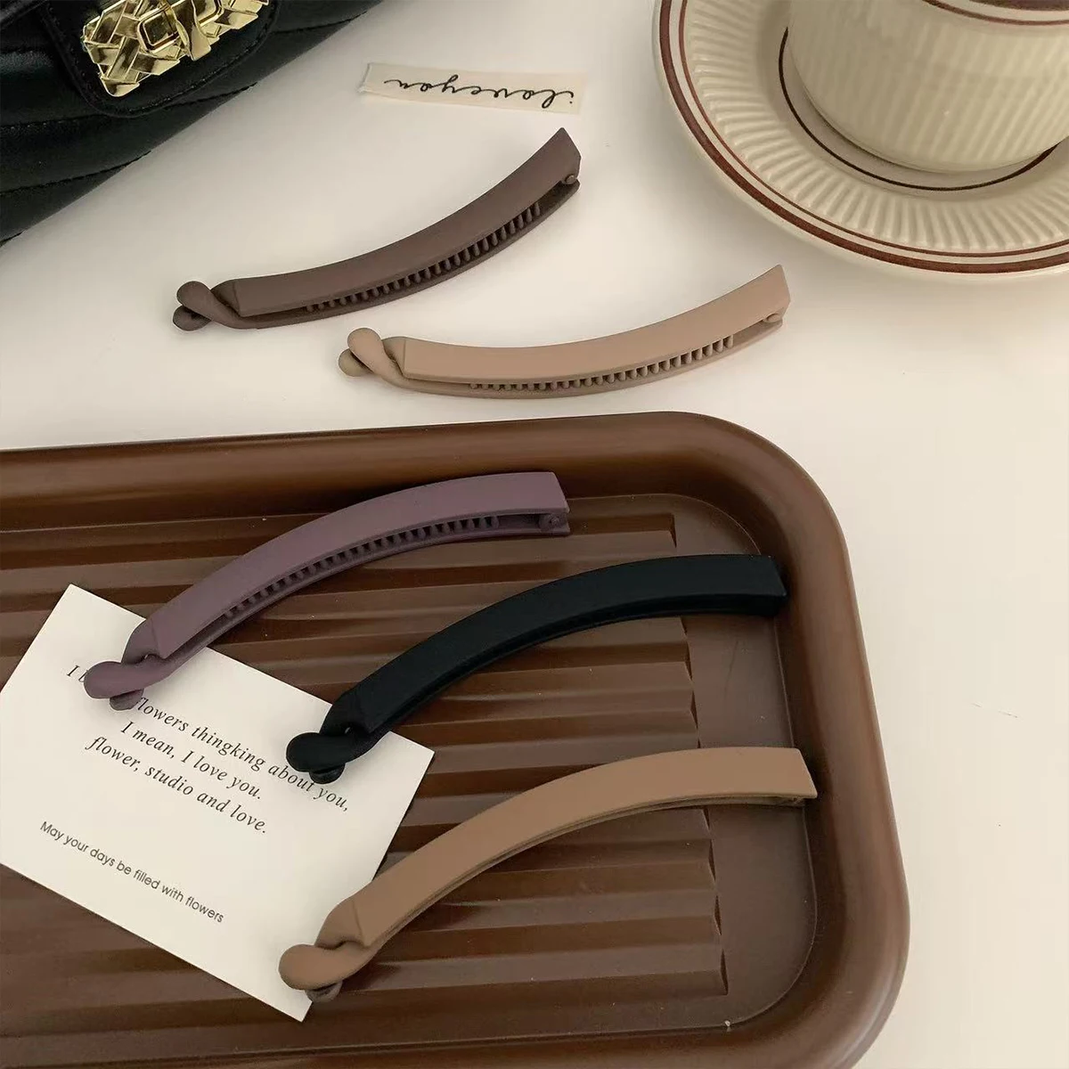 5 Stück/4 Stück Matte Bananen-Haarspange, Vertikale Haarspange für den Hinterkopf, Neue Nahtlose Pferdeschwanz-Haarspange, Kopfschmuck