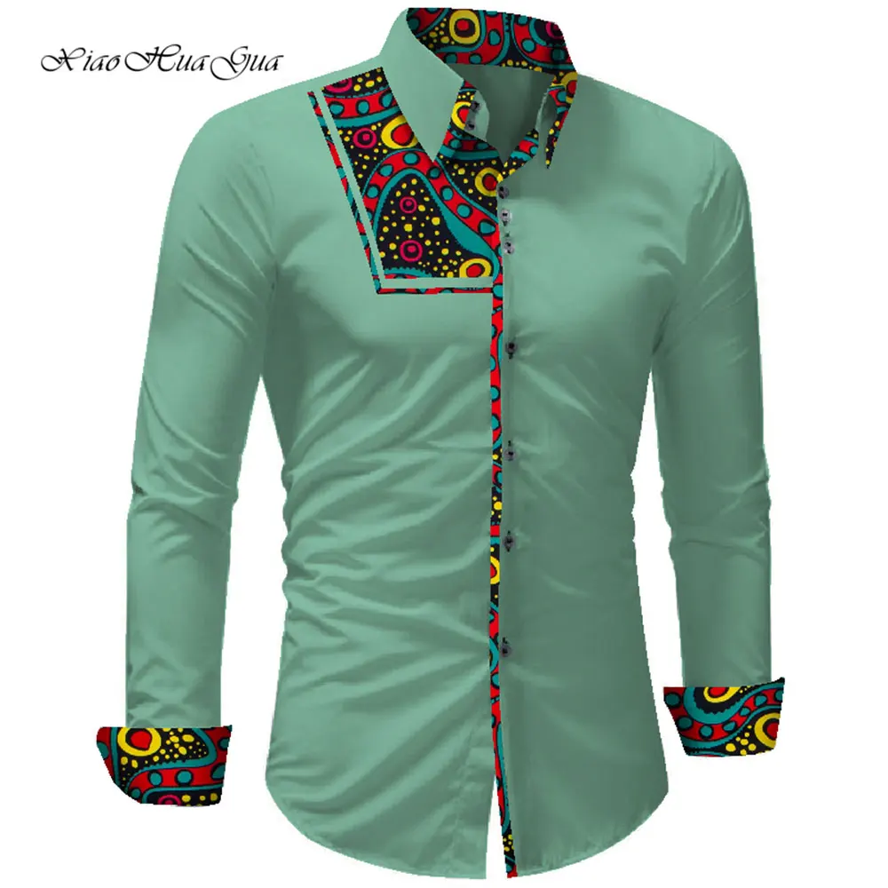 Bazin Riche Ankara African Print Causal Party Office Shits African Men Clothing Dashiki Tops African Print Shirt Coat WYN741 2019 african traditional clothing for men 3 piece set solid dashiki tops ankara pants hat print bazin riche afripride a1916003