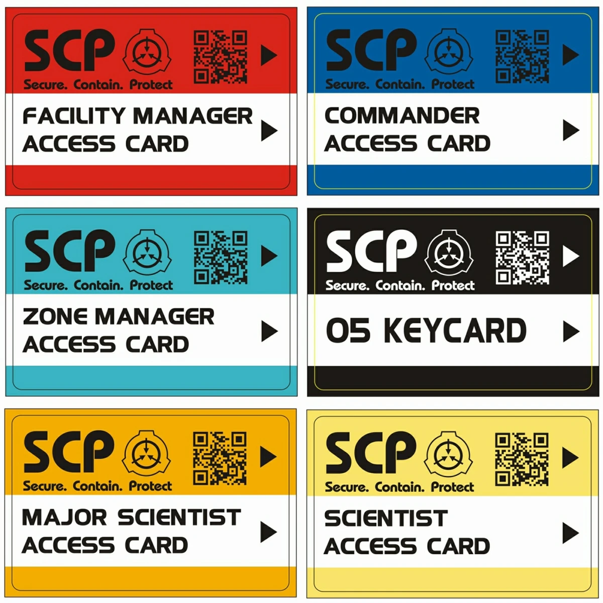 Один комплект 6 шт. SCP GUARD,scp secret foundation keycards, специальный логотип косплей, Класс доступа, карта scp-19 (art.: 3920be56ff949) - 3920be56ff949