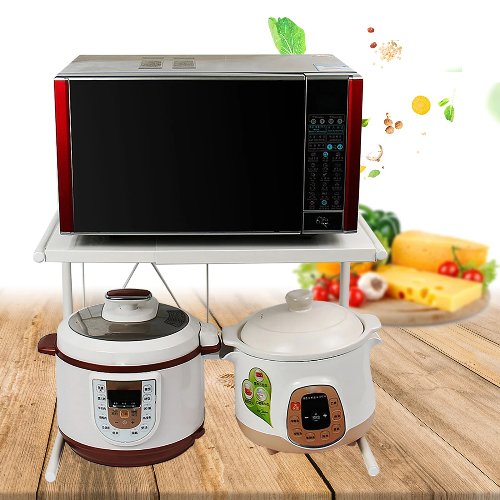 

2-уровневая прямоугольная металлическая соковыжималка, стойка для микроволновой печи, подставка для хранения посуды, держатель, гаражная полка для ванной и кухни