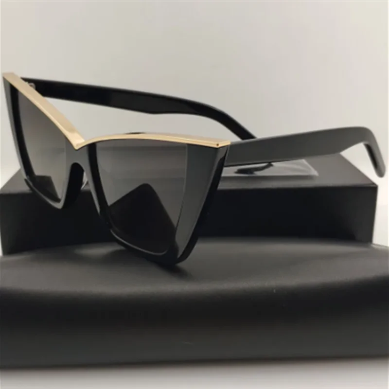 

2023 Fashion Cat's Eye Sunglasses Women's Fashion Super Large Sunglasses Brand Design Semi Metal Frame Sunglasses