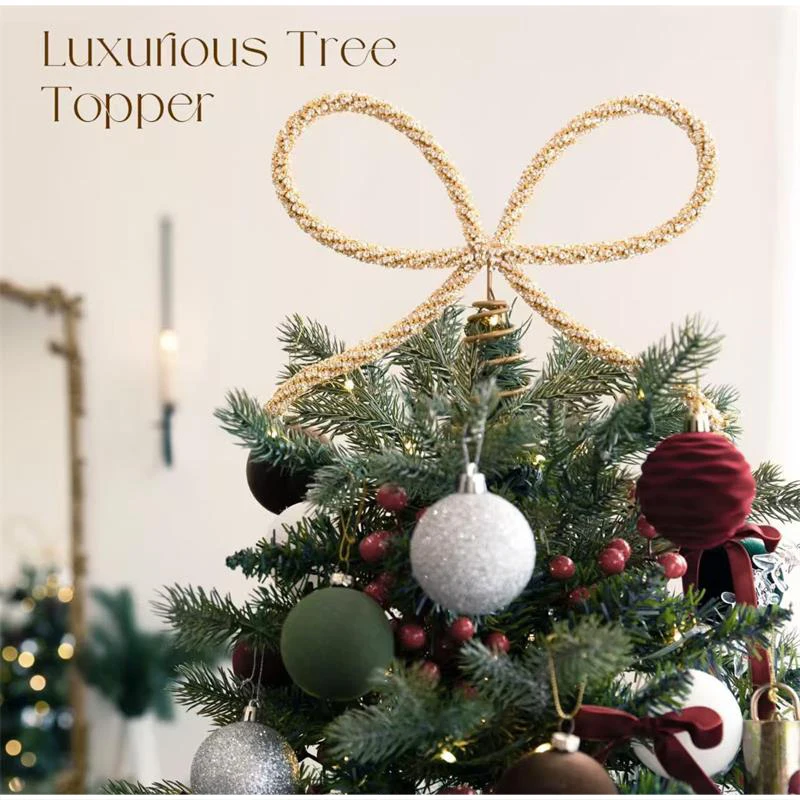 Neue Strass Bogen Weihnachtsbaum Topper Metall Extra Große Weihnachtsbaum Ornament Dekorative Requisiten Für Zuhause – Detail 6