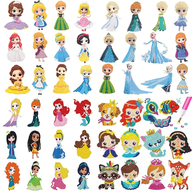 5d Diamond Painting Stickers Easy For Kids Disney Princess Diamond