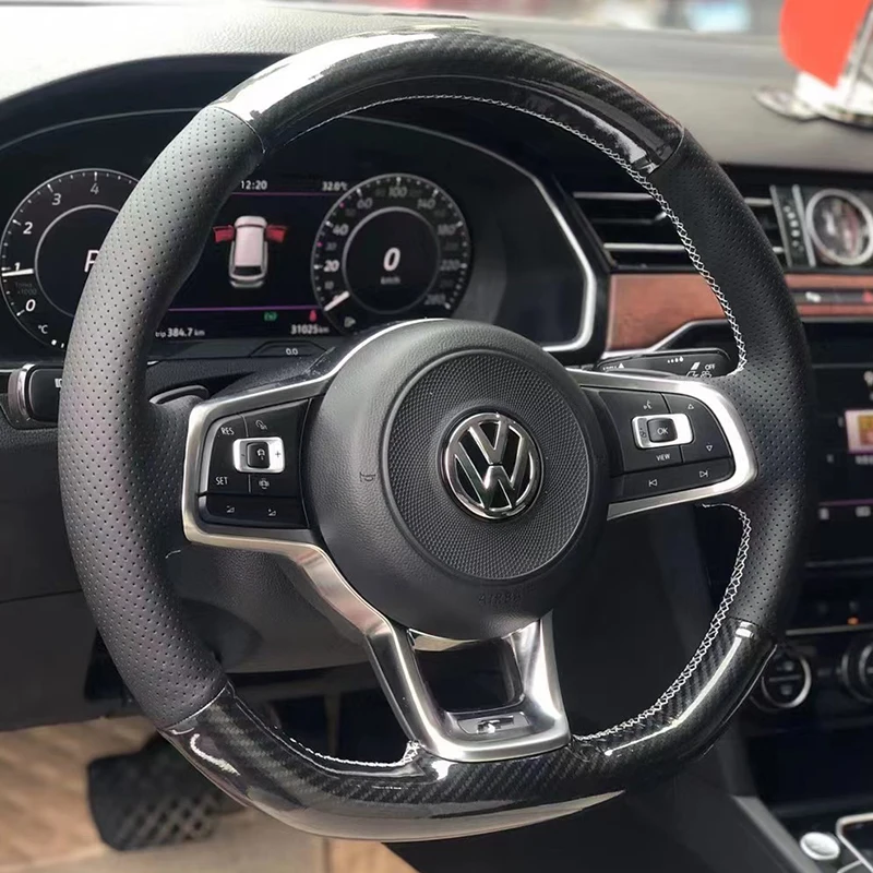 

Hand-Stitched Genuine Leather car Steering Wheel Cover for Volkswagen VW Golf R MK7 Golf 7 GTI VW Polo GTI Scirocco 2015 2016