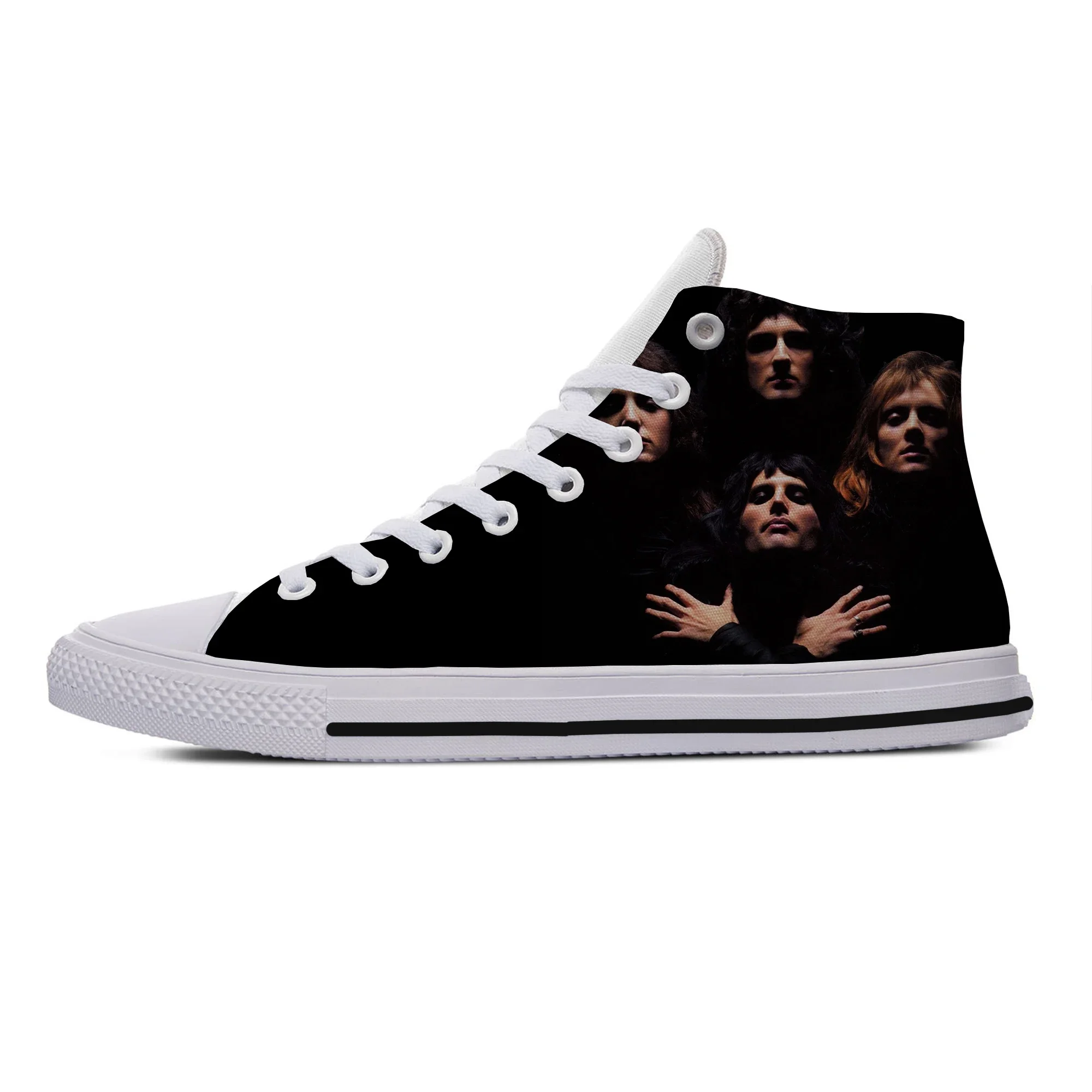 Hot Latest Glitter Rock Band Queen Leisure Shoes Men Women Lightweight Fashion Comfortable Canvas Shoes High Help Board Shoes