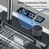 304 Stainless Steel Kitchen Waterfall Sink Digital Display Large Single Sink Dish Basin Sink With Multifunction Touch Waterfall 3
