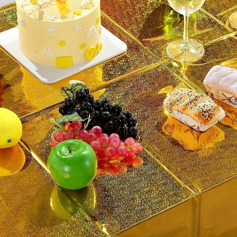 137x274cm Glitzer Aluminium folie Tischdecke Hochzeit Geburtstags feier Dekorationen Baby party rechteckige wasserdichte Tischdecke – Detail 7
