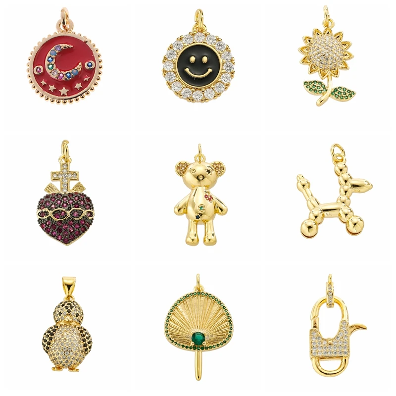 

Cute Pendants for Jewelry Making Supplies Bear Penguin Charms Paved Zircon DIY Accessories for Earrings Necklace Bracelet
