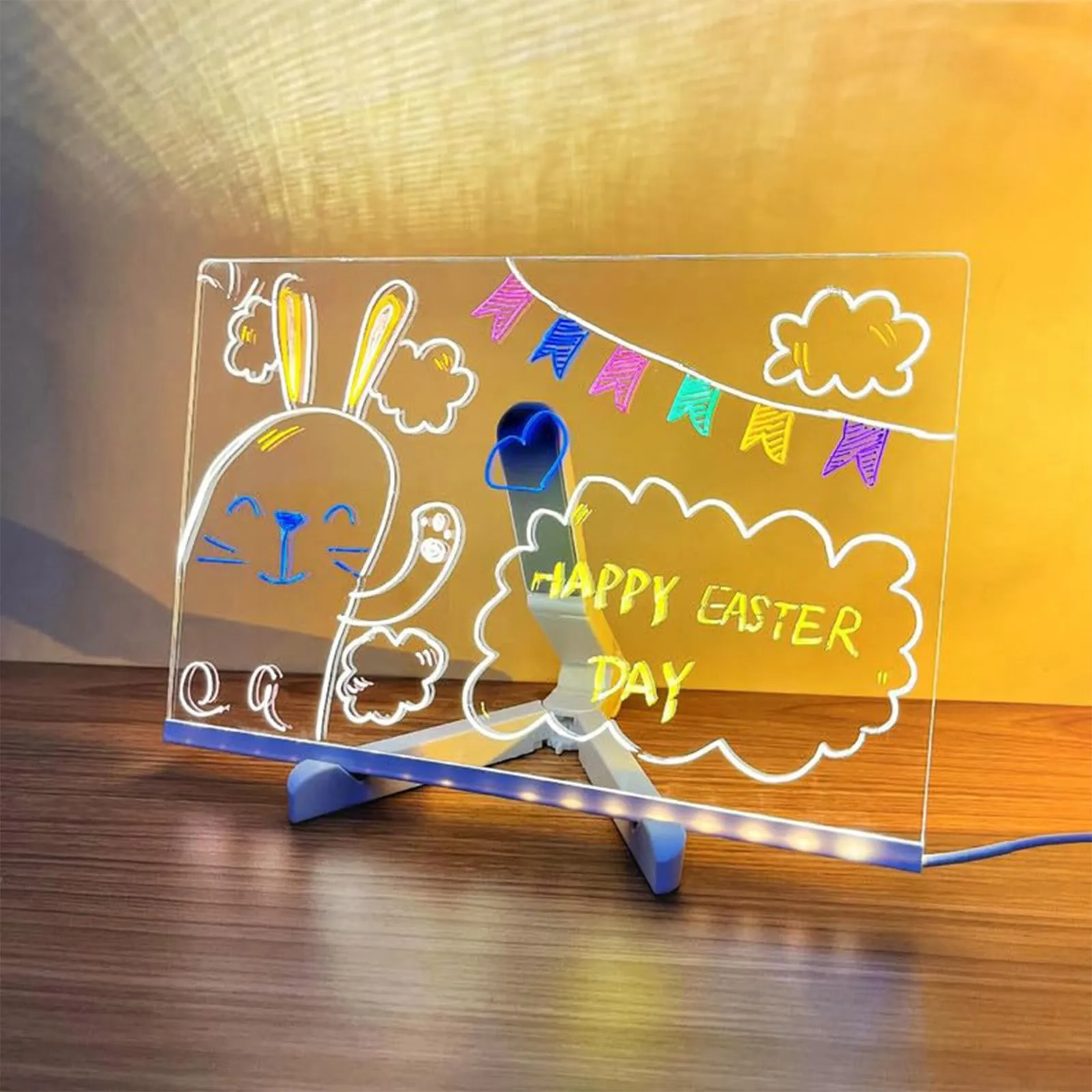 Children Message Board Handmade Erasable Painted Acrylic Doodle Diy Notepad Led Glass Drawing Painting Night Light Kids Gifts