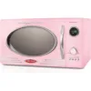 Retro Countertop Microwave Oven，Large 800W 0.9 cu ft - 12 Pre-Programmed Cooking Settings - Pink 1