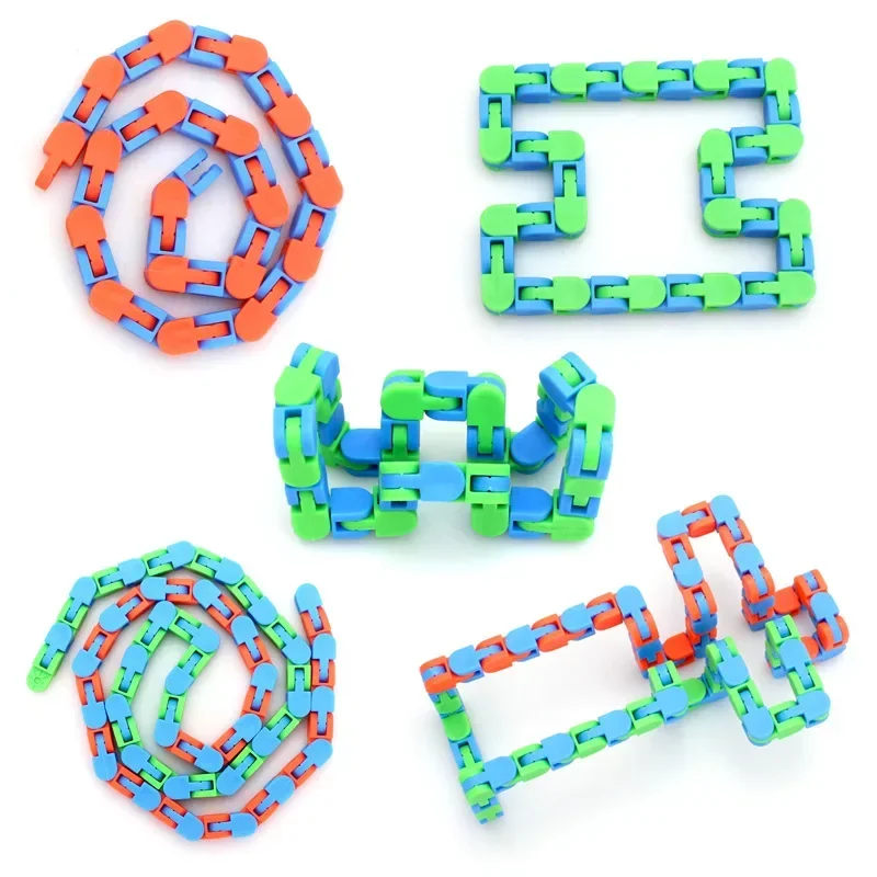 1/2/5pcs DIY Shape 24 Links Wacky Tracks Fluid Wrist Joints Vent Fidget Sensory Toys Snake Puzzle Stress Relief Fidget Toy fidget toys,puzzle toys,anti stress toys