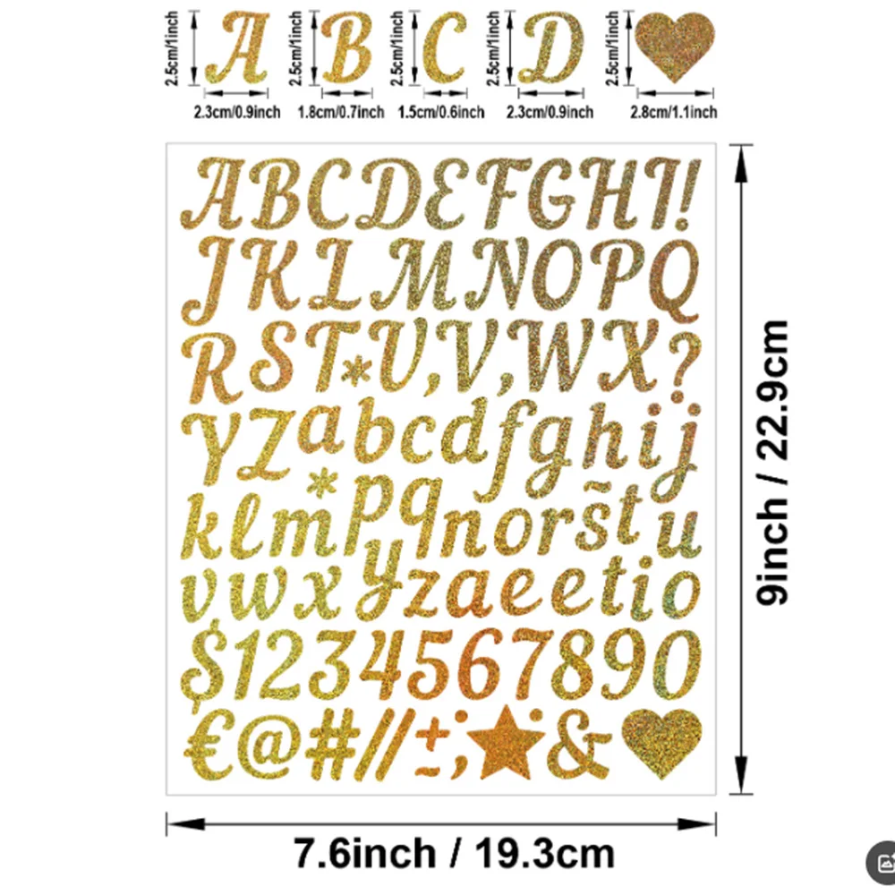 Colorful Letter Stickers Self-Adhesive vinyl Alphabet Number Sticker for Grad Cap Decoration DIY Crafts Making Supplies 2Sheets