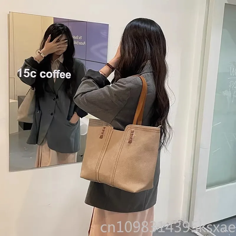 Borsa a Spalla da Donna con Manico Superiore, Grande Capacità, Stile Vintage Elegante, per Uso Quotidiano, Lavoro e Ufficio - immagine 2