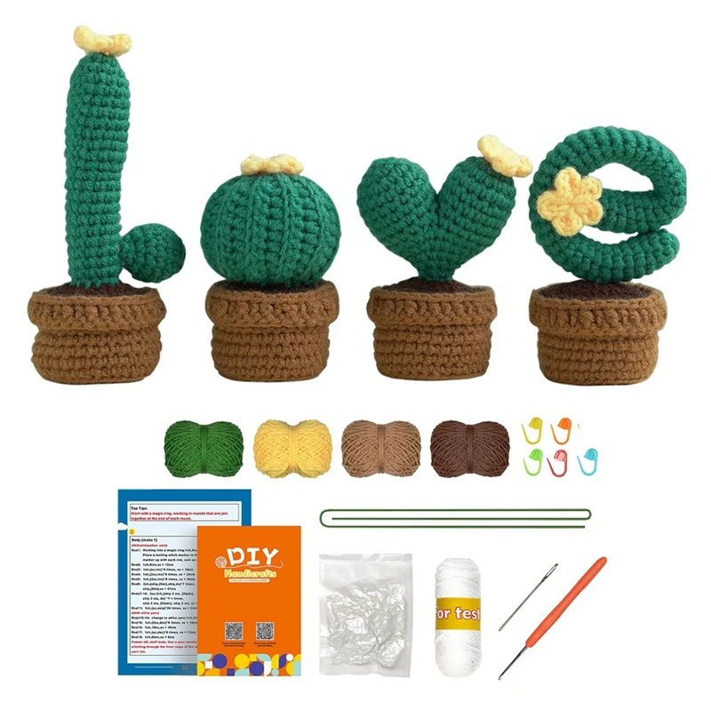 

Crochet Kit For Beginners 4 PCS Potted Kits With Yarn,Step By Step Videos As Shown Acrylic For Adults,Gifts For Crochet Lovers