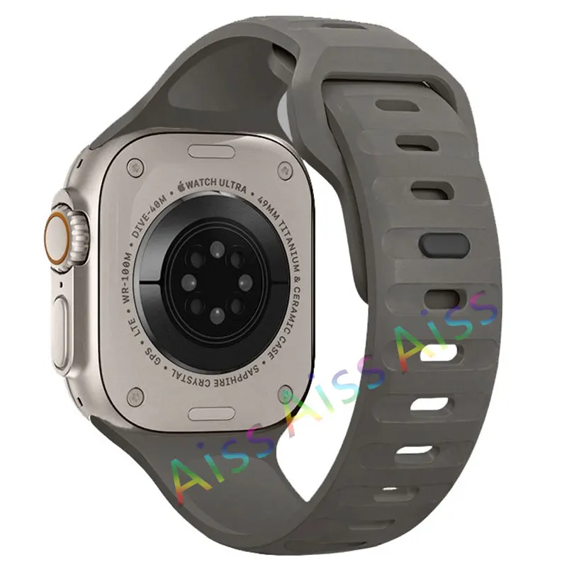 ตัวเลือกสินค้า สายซิลิโคนสีส้มกันน้ำ สำหรับ Apple Watch ทุกรุ่น