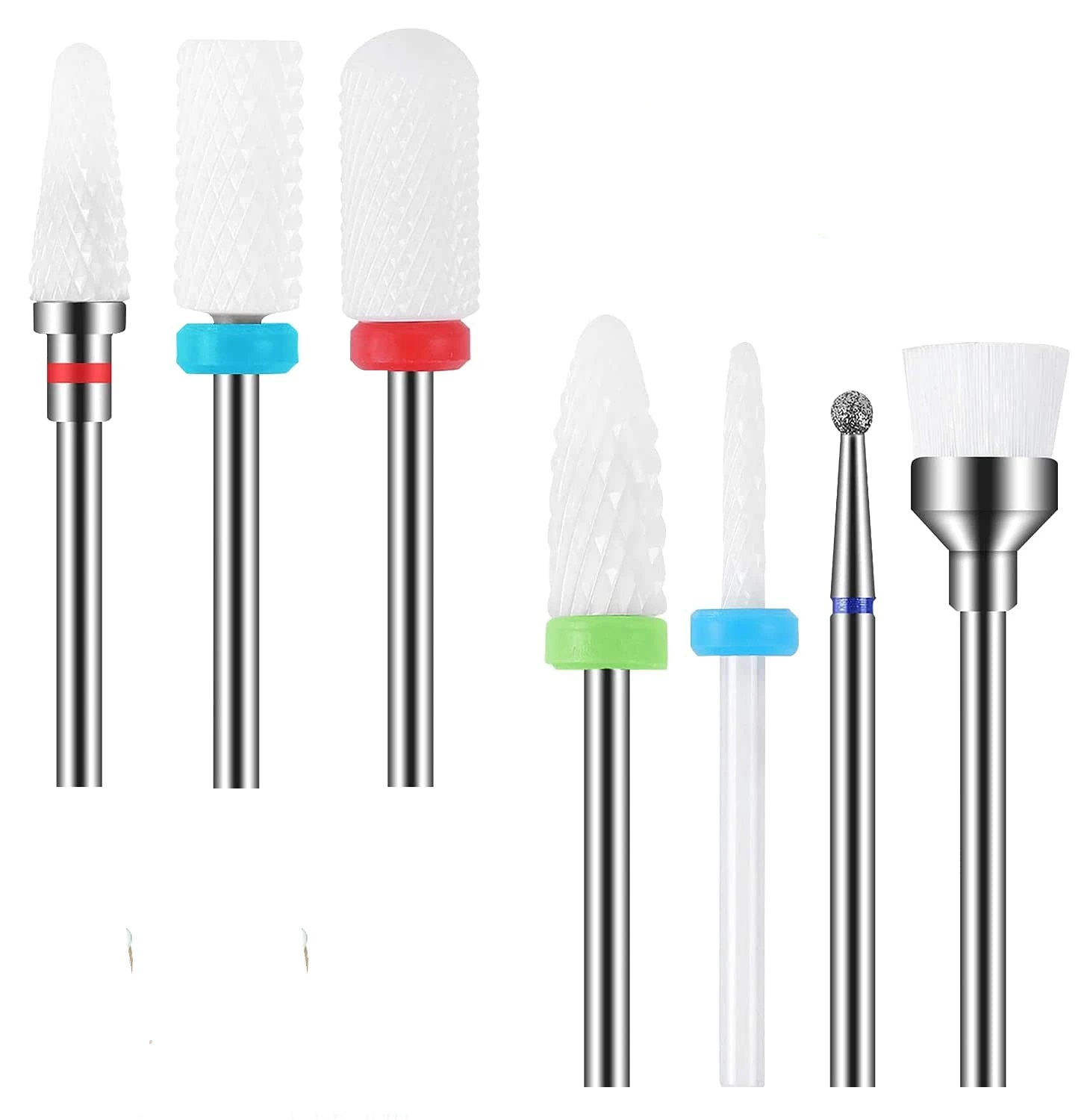 Ceramic Milling Cutters Set For Manicure Professional Remove Gel Nail Drill Bit Tools Sander Tip 7Pcs nail art tools nail drill bit nail drill bits nail drill nail manicure tools nail drill set nail manicure accessories nail drill kit cuticle remover bit nail sander
