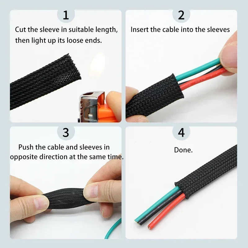 Cable Sleeve Protective Sleeve PET Braid Sleeves UV Pink PET Braided Cable Sleeve 2/4/6/8/10/12/14/16/20/25/30/40mm Expandable High Density Insulated Wire Protection Wrap Sheath