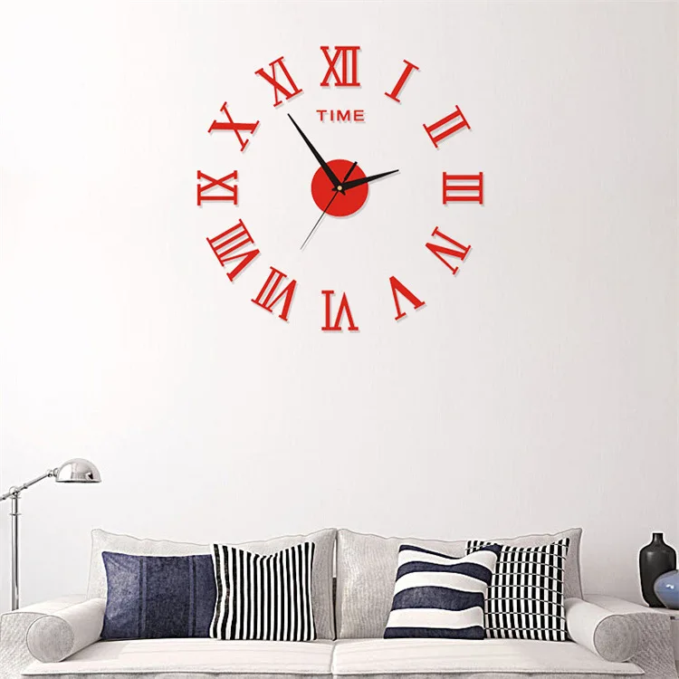 3D wall clock 3D Roman Numeral Acrylic Mirror Wall Clock Sticker DIY Quartz Clocks Watch Home Decoration