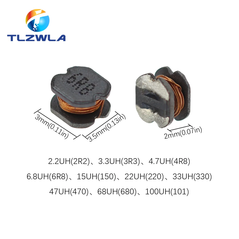 10PCS CD32 Power inductor 2.2/3.3/4.7/6.8/10/15/22/47/100UH SMD inductance Copper core