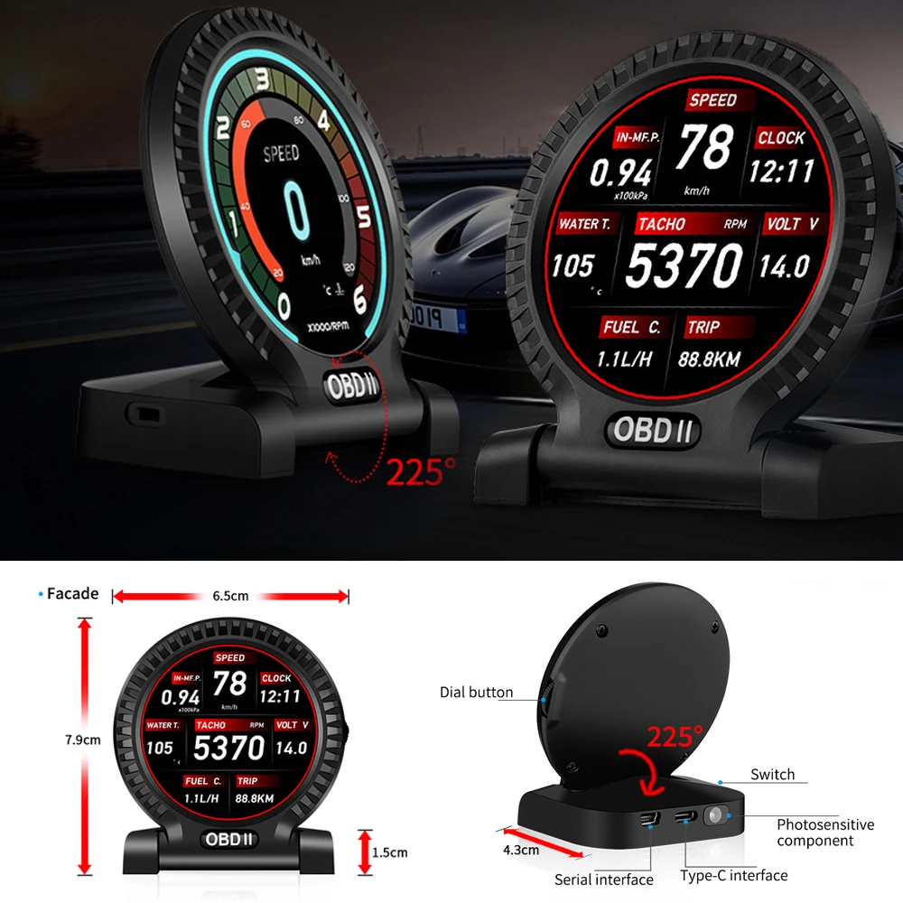 KWHUD HUD OBD2    ÷, ڵ ӵ, RPM  µ 跮  Ҵ ũ ĸƼ 2008-2024 ָ