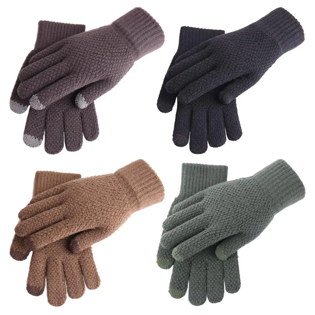 

Mens Screen Full Finger Warm Knitted Windproof Fleece Thermal for Outdoor Sports