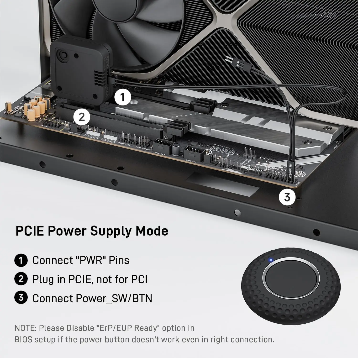 Wireless PC Power Button, Remote ON Off Switch with PCIE Receiver for Computer Motherboard