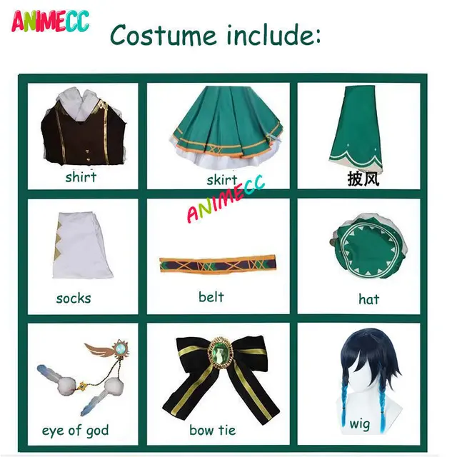 Venti Cosplay Costume Game Genshin Impact Anime Cosplay Accessories Props Wig Cloak Suit Halloween for Women Girls XS-XXXL - Image 6