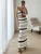Striped Contrast Color Knitted Skirt Set 2-piece Summer Backless Casual Vest Top Women's Set 2-piece Sleeveless Skirt Set