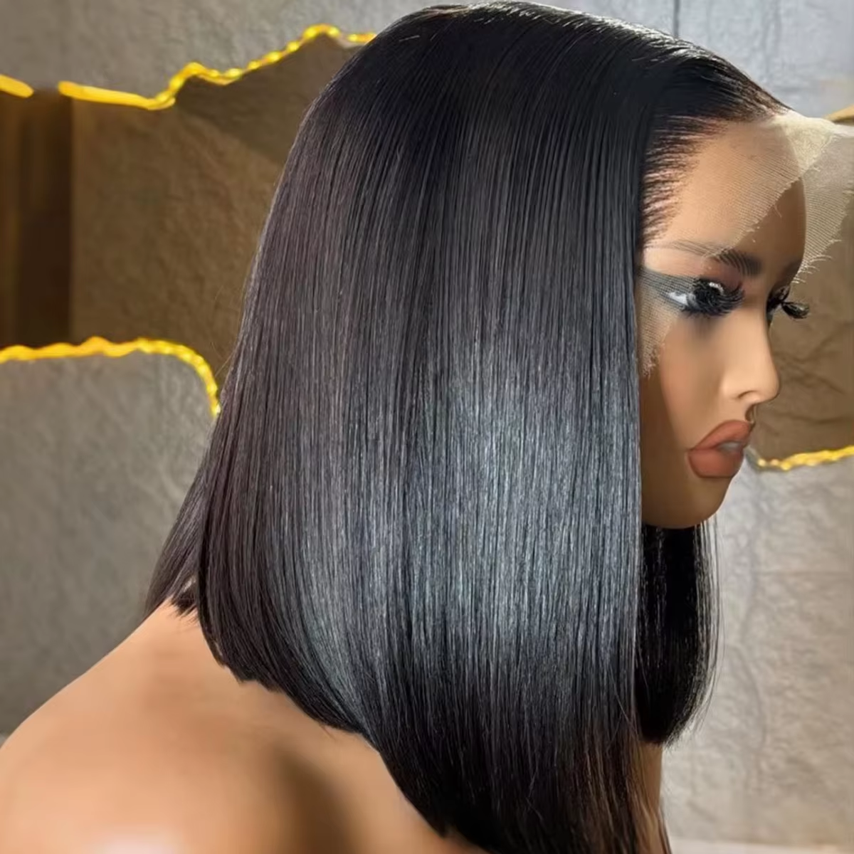 Peruvian Short Straight Bob Wig 13×4 Lace Front Human Hair Wigs For Women HD Lace Frontal Wig Glueless 200% Density Closure Wig