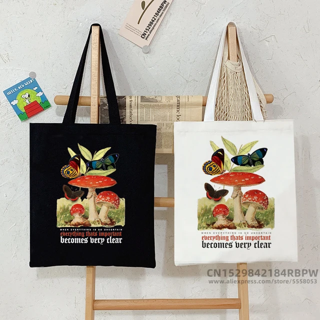 Retro Boho Plants Aesthetic Canvas Tote Bag Lady Handbag Harajuku Ulzzang  Fashion Shoulder Bags Large Capacity Student Book Bag - AliExpress