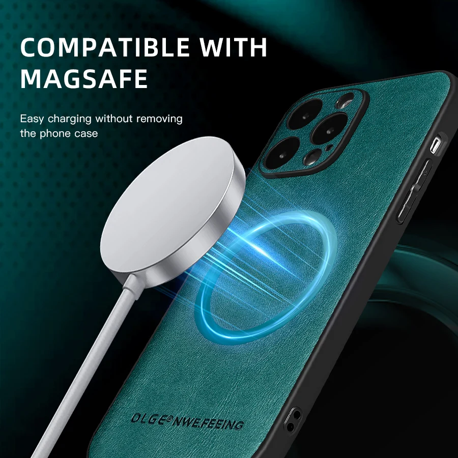 OLGE Luxury Classic Leather Case with Outstanding Texture and Wireless Charging Capability