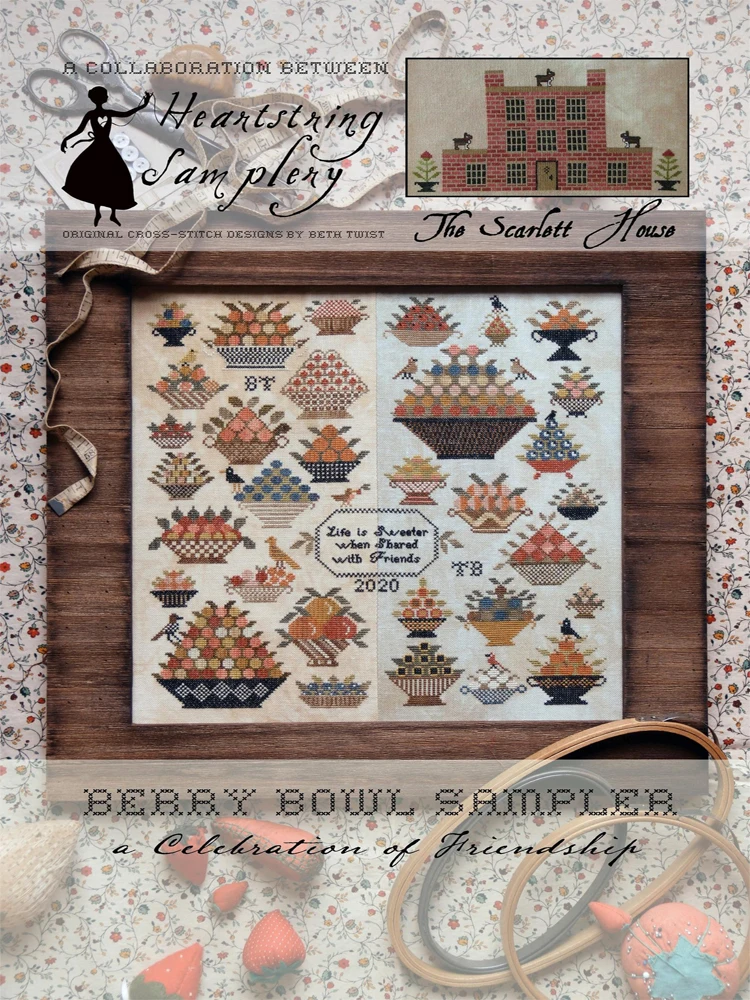 Popular Embroidery Berry Bowl Sampler Cross-Stitch Patterns with 14CT Aida Counted Canvas & Needlework Kit for Gifts