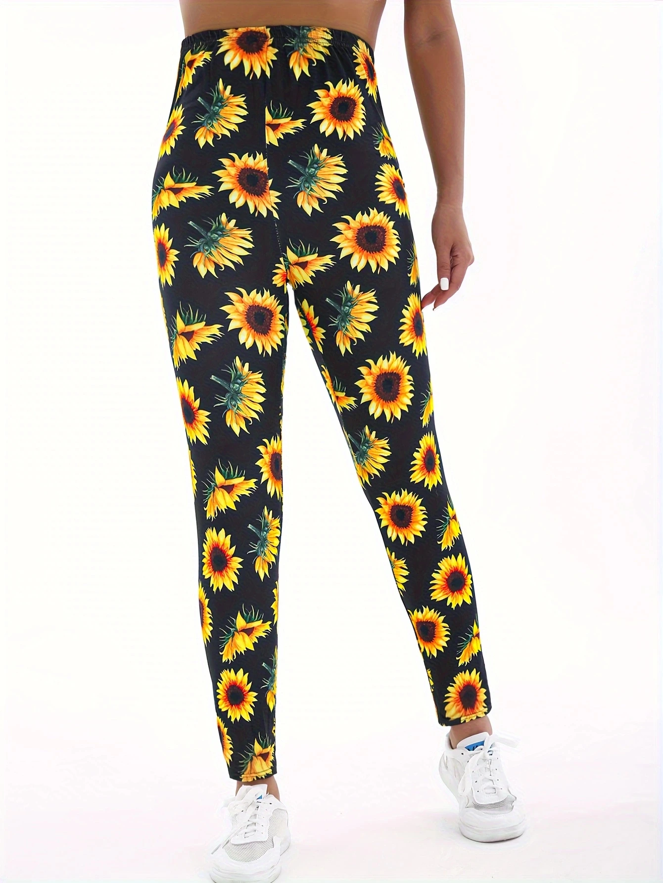 Sunflower Brushed Printed Tight Pants For Women Imitation Denim Legging High Stretch Fitness Yoga Pants Sexy Pencil Pants 3
