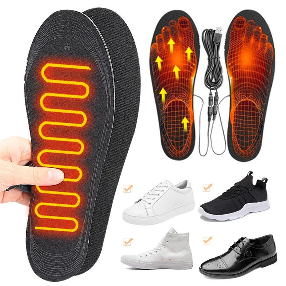 Electric Heated Shoes Pad USB Heated Shoe Insoles EVA Washable Foot Warming Pad for Men Women Winter Camping Fishing