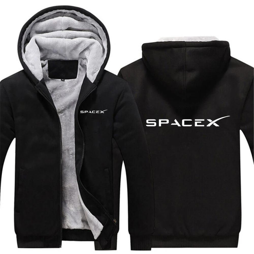 2022 SpaceX Logo Hoodie Men's Printed Fashion Solid Color Winter Leisure Outdoor Sports Thickened Zipper Jacket Sweater Jacket black hoodie mens Hoodies & Sweatshirts