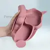 Free Custom Logo Baby Soft Silicone Sucker Bowl Plate Non-slip Squirrel Spoon Fork Sets Children's FeedingTableware  BPA Free 4